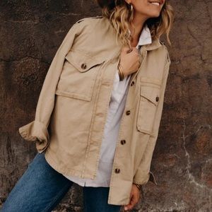 Carly Jean Los Angeles Tan Utility Jacket Large